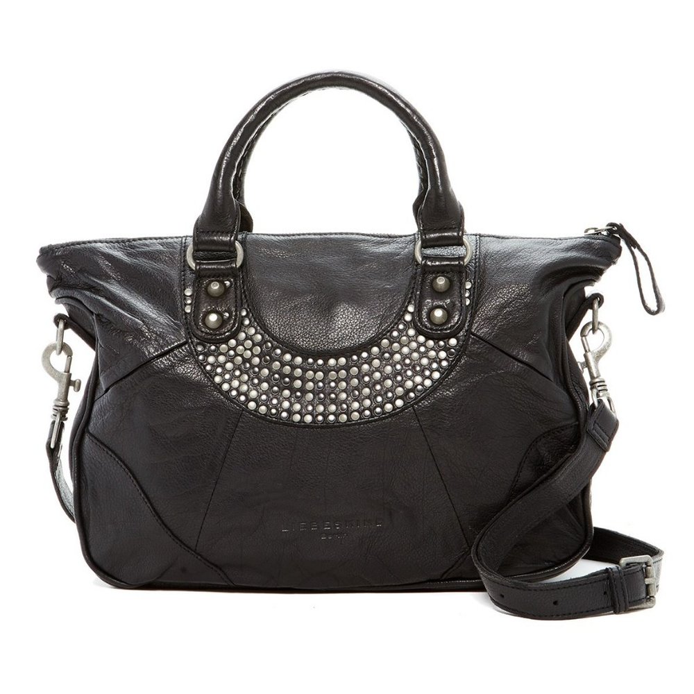 Liebeskind Berlin New ESTHER Stud Leather Satchel Shoulder HandBag Bag BLACK🎉HP - Picture 2 of 12